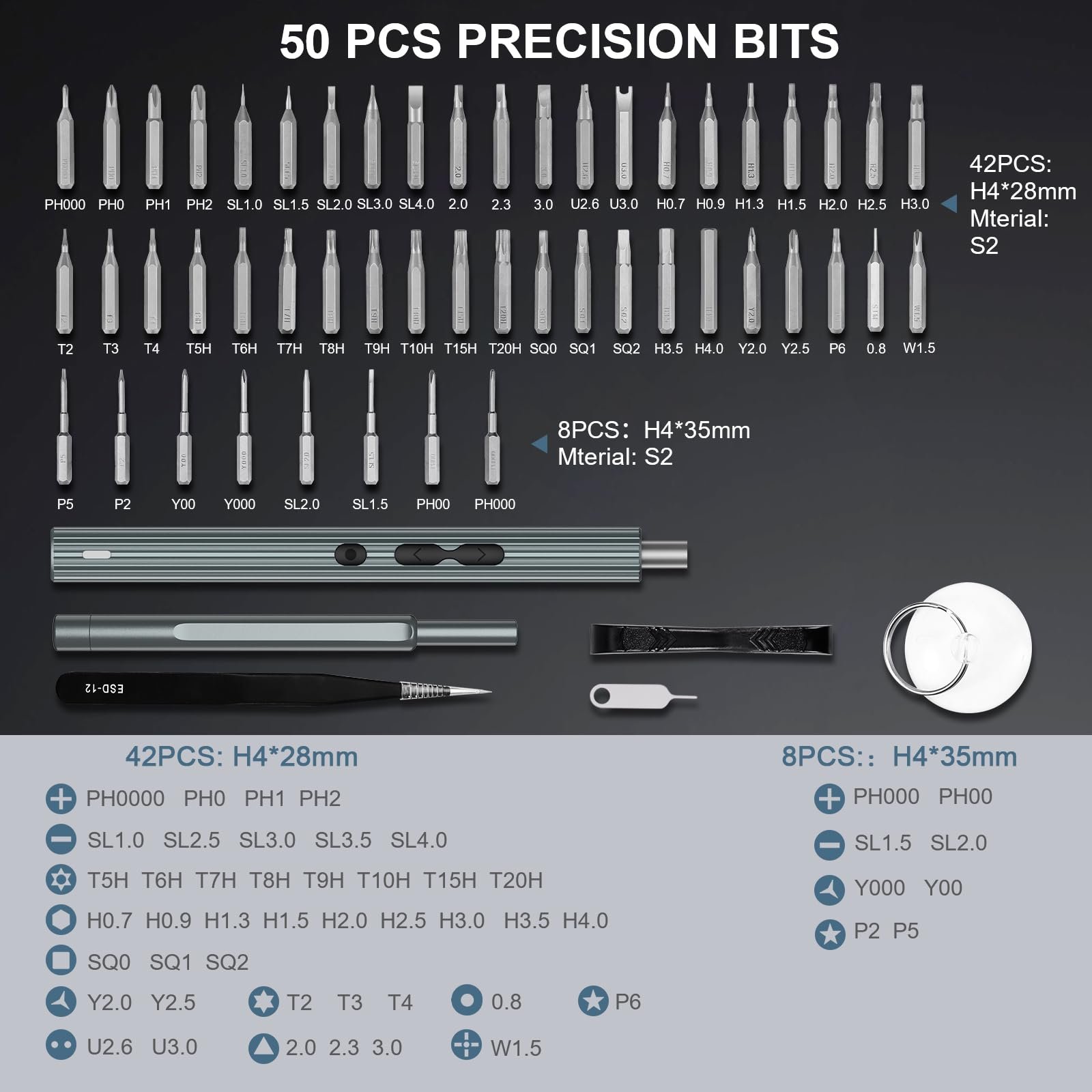 Набір шурупокрутів Ankilo Mini Electric Screwdriver Set 58 in 1 50 S2, фото №2 Набір шурупокрутів Ankilo Mini Electric Screwdriver Set 58 in 1 50 S2, фото №2
