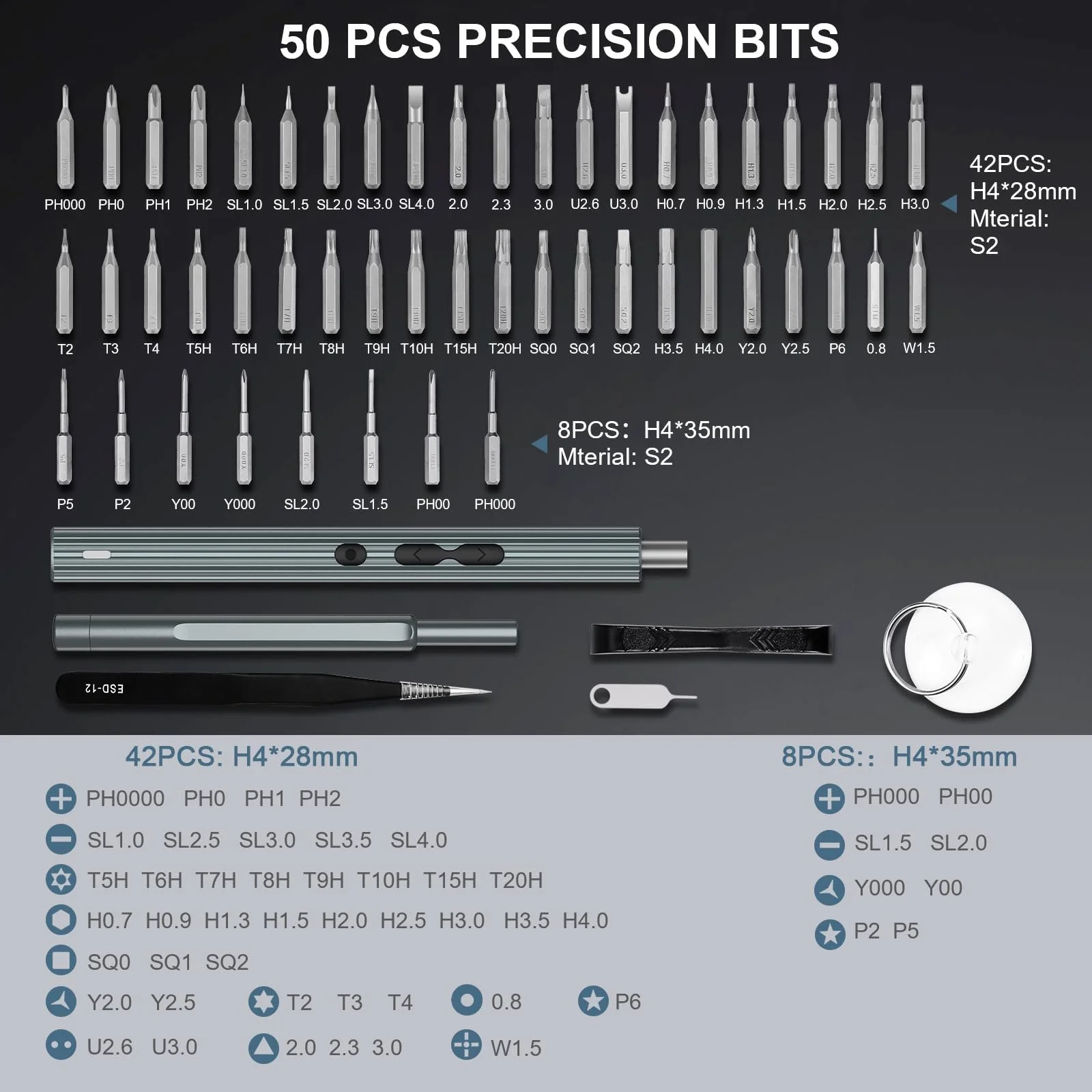 Набор отверток Ankilo Mini Electric Screwdriver Set 58 in 1 50 S2, фото №2