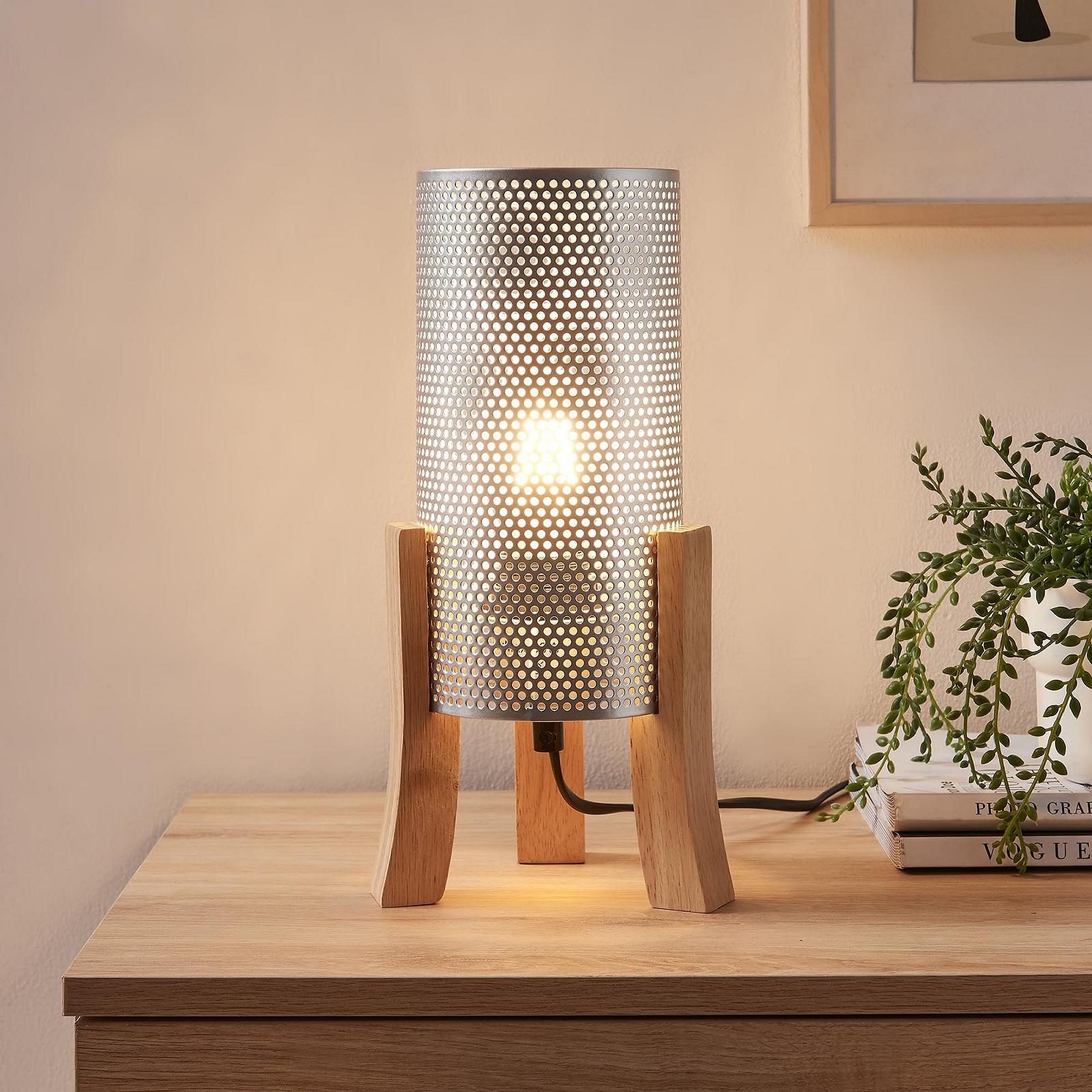 Настільна лампа lux.pro Joelleldsvin 30 x 14 x 14 см сітчастий плафон метал дерево Срібляста, фото №1