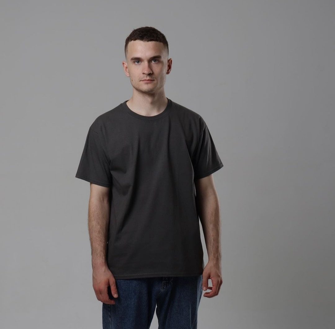 Графітова бавовняна однотонна футболка унісекс, фото №1