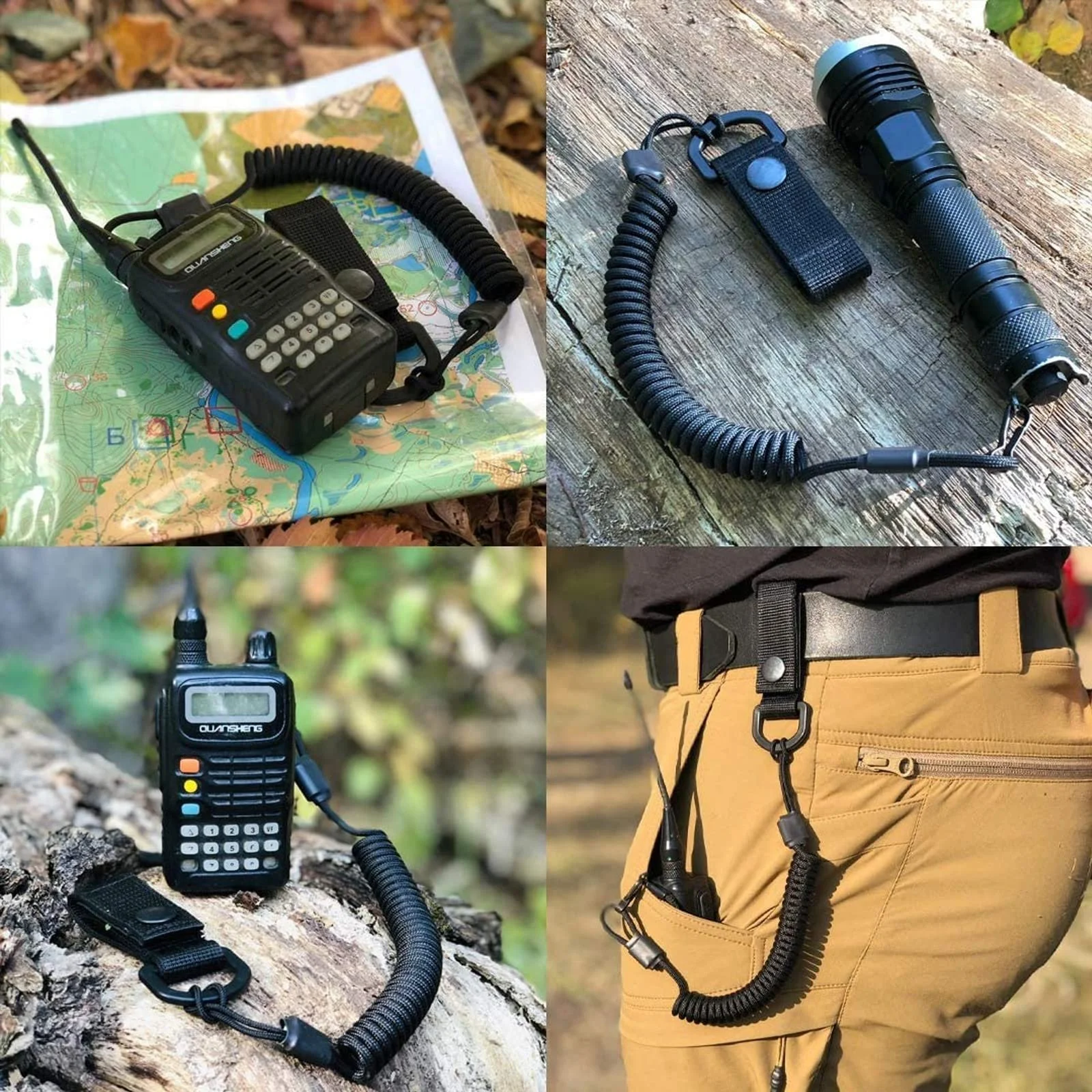 Тактичний Шнур-підвіс Карабін Чорний, фото №5