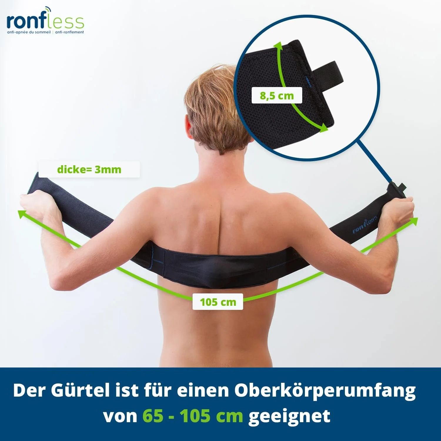 Ремінь проти хропіння та апное Apnea Запатентований пристрій Легкий та дихаючий, фото №3