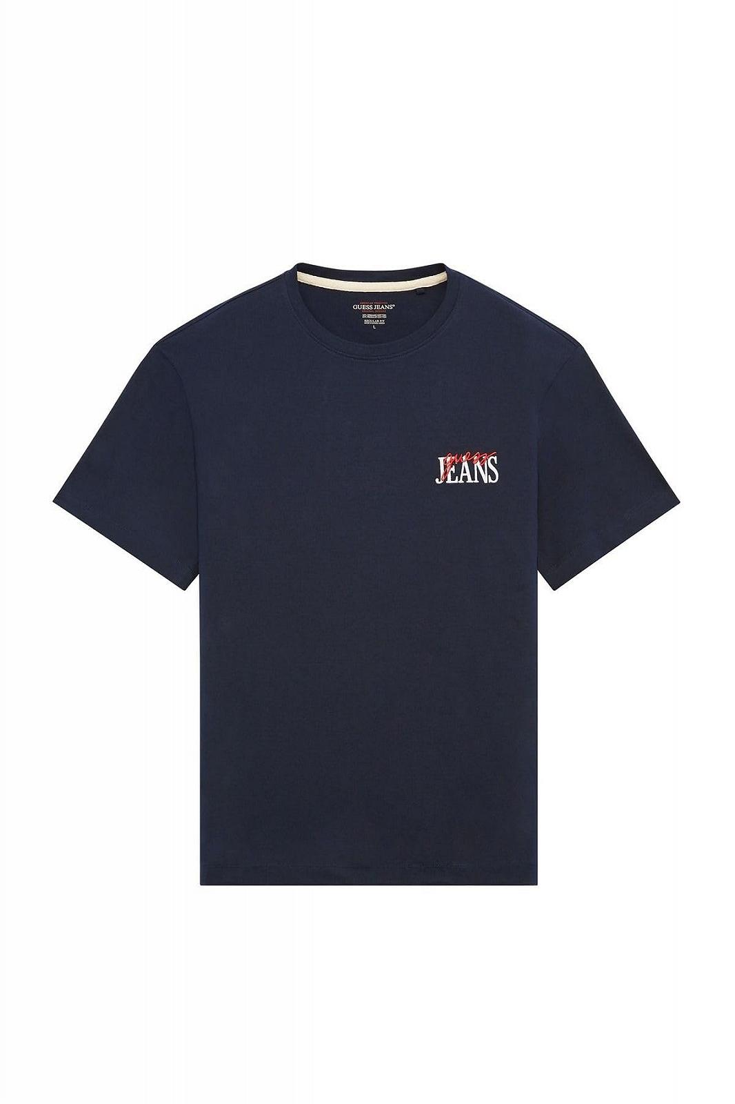 Мужская футболка GUESS - Mixed Chest Logo - Темно-синяя - L, фото №7