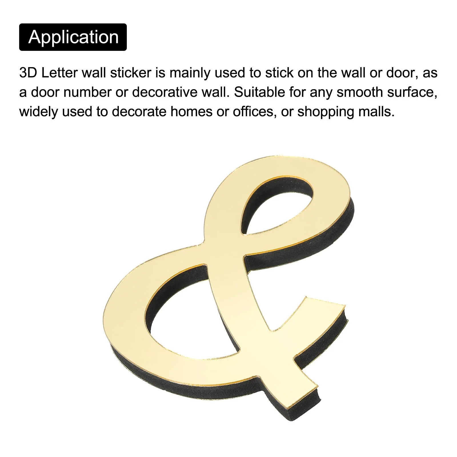 Наклейка на стіну PATIKIL 3D Acrylic Letters Mirror Self-Adhesive Light Gold, фото №4