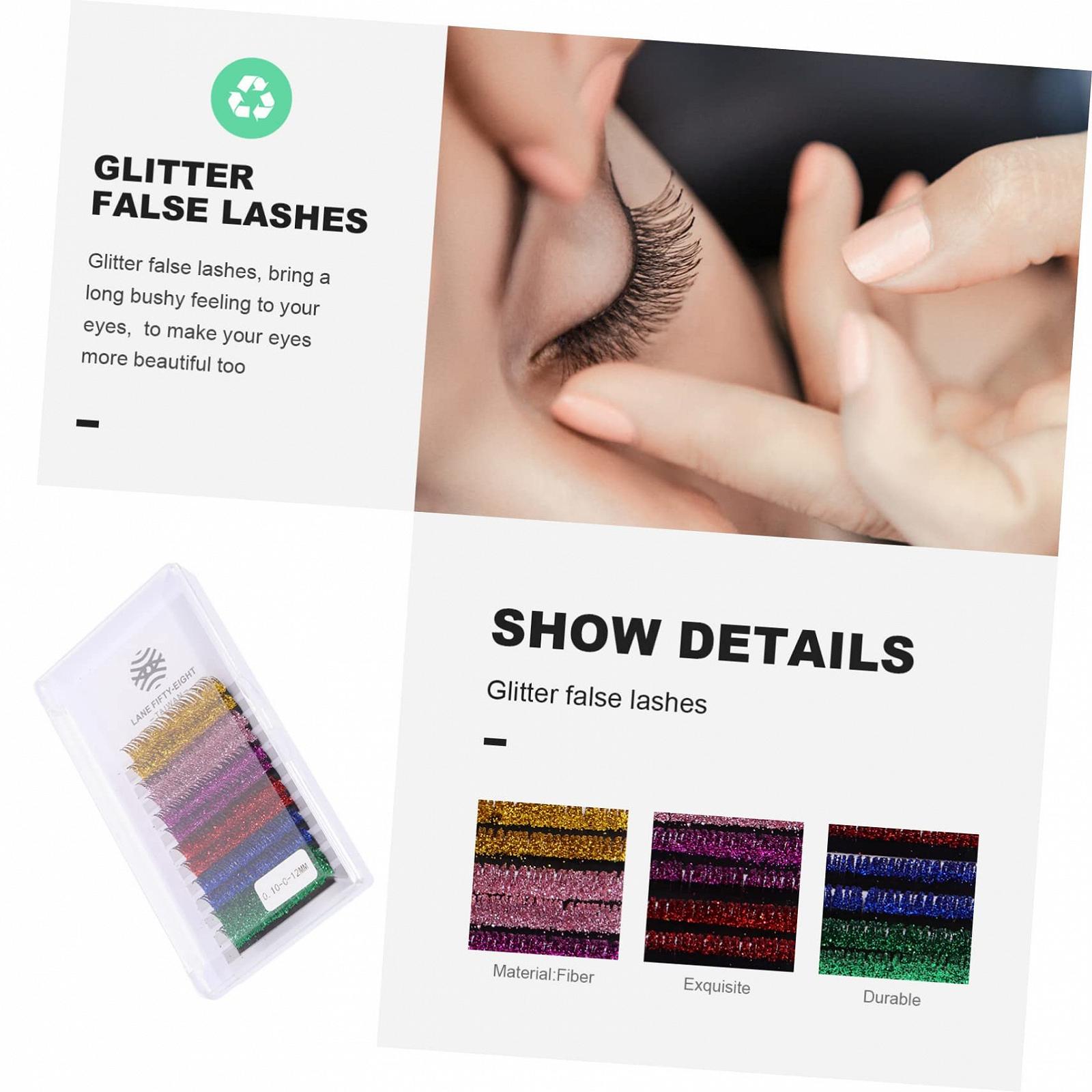 6 Пар Блискучі Накладні Вії Кольорові Блискучі Вії Накладні Косплей Вії Довгі Вії З Об'ємом Набір Волокон, фото №3