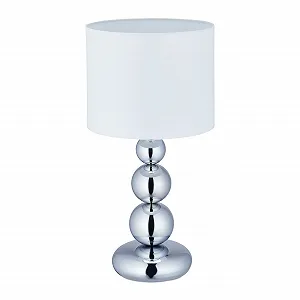 Настільна лампа Relaxdays Ball з тканинним абажуром В x Г: 50 x 25 см E27 Срібна/Біла - Фото 1