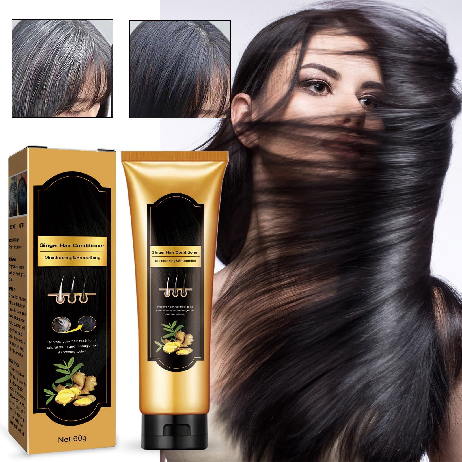 Кондиціонер Ginger Moisturising Hydrating Repairing Hair Natural Ginseng Extract 60 мл, фото №2