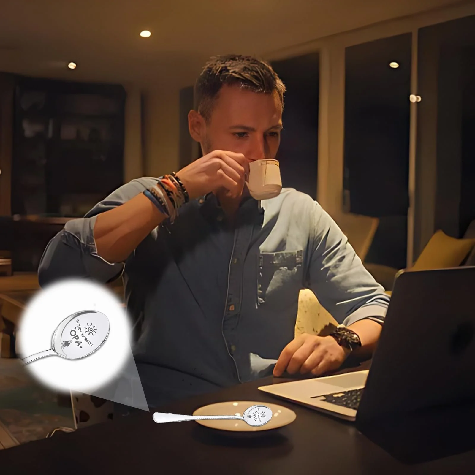 Ложка Кавова з гравіюванням Theme Grandpa Grandma, фото №7 Ложка Кавова з гравіюванням Theme Grandpa Grandma, фото №7