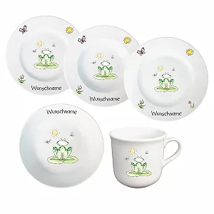 Детская посуда Фарфоровый набор из 5 предметов Персонализированный с именем Лягушка - Фото 1