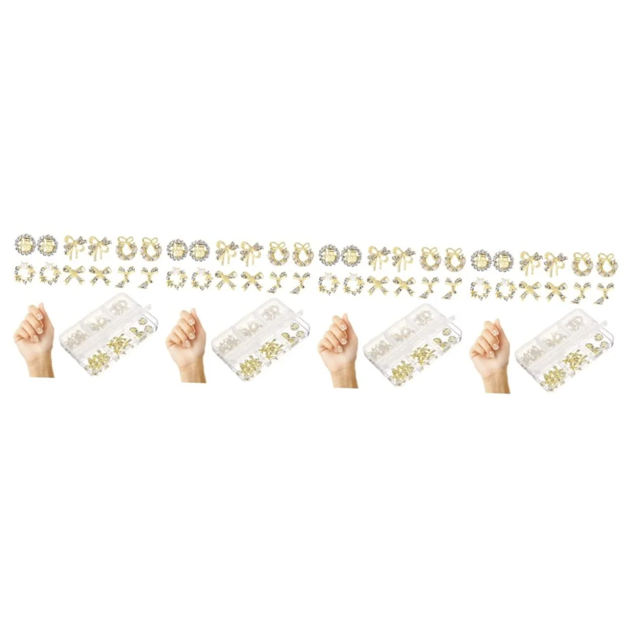 Металлические украшения для ногтей FRCOLOR Набор 4 шт. Универсальные стили Плоская задняя часть Аксессуары для маникюра 120 шт., фото №1