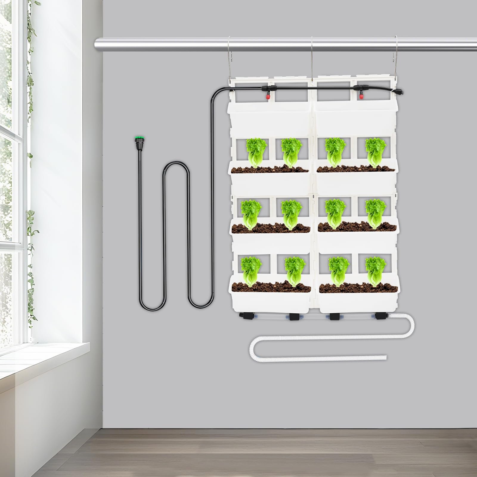 Підвісний вертикальний вазон Madelynn 67 x 18,6 x 93 см З дренажним шлангом та 8 горщиками, фото №7 Підвісний вертикальний вазон Madelynn 67 x 18,6 x 93 см З дренажним шлангом та 8 горщиками, фото №7