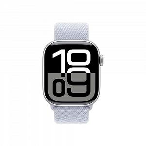 Смарт-часы Apple Series 10 (GPS + Cellular 42 мм) Алюминиевый корпус Серебристый и Sport Loop Синее Облако synthetic.ua - Фото 1