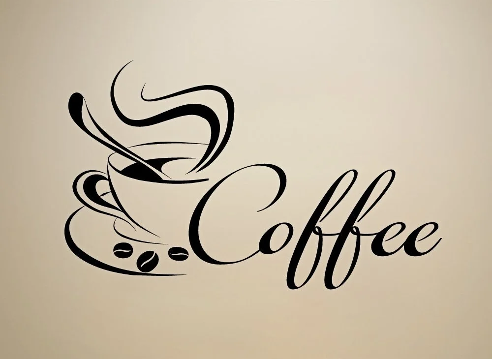 Наклейка на стену Grandora W3039 Кофейная чашка и зерна 29 x 18 см Бирюзовая, фото №2