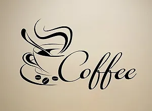 Наклейка на стіну Grandora W3039 Кавова чашка та зерна 29 x 18 см Бірюзова synthetic.ua - Фото 1