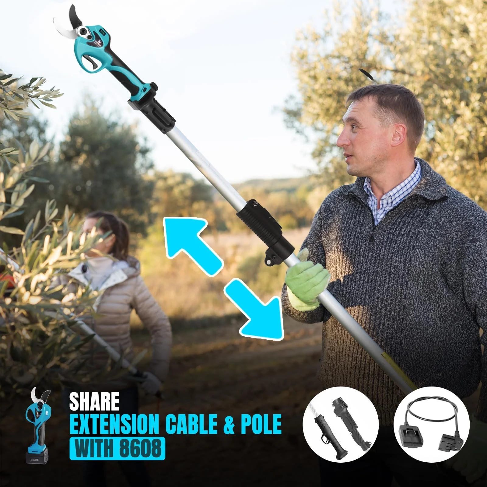 Секатор акумуляторний SOOJOOK 8605PRO 40 мм 1050 W 21 V, фото №6