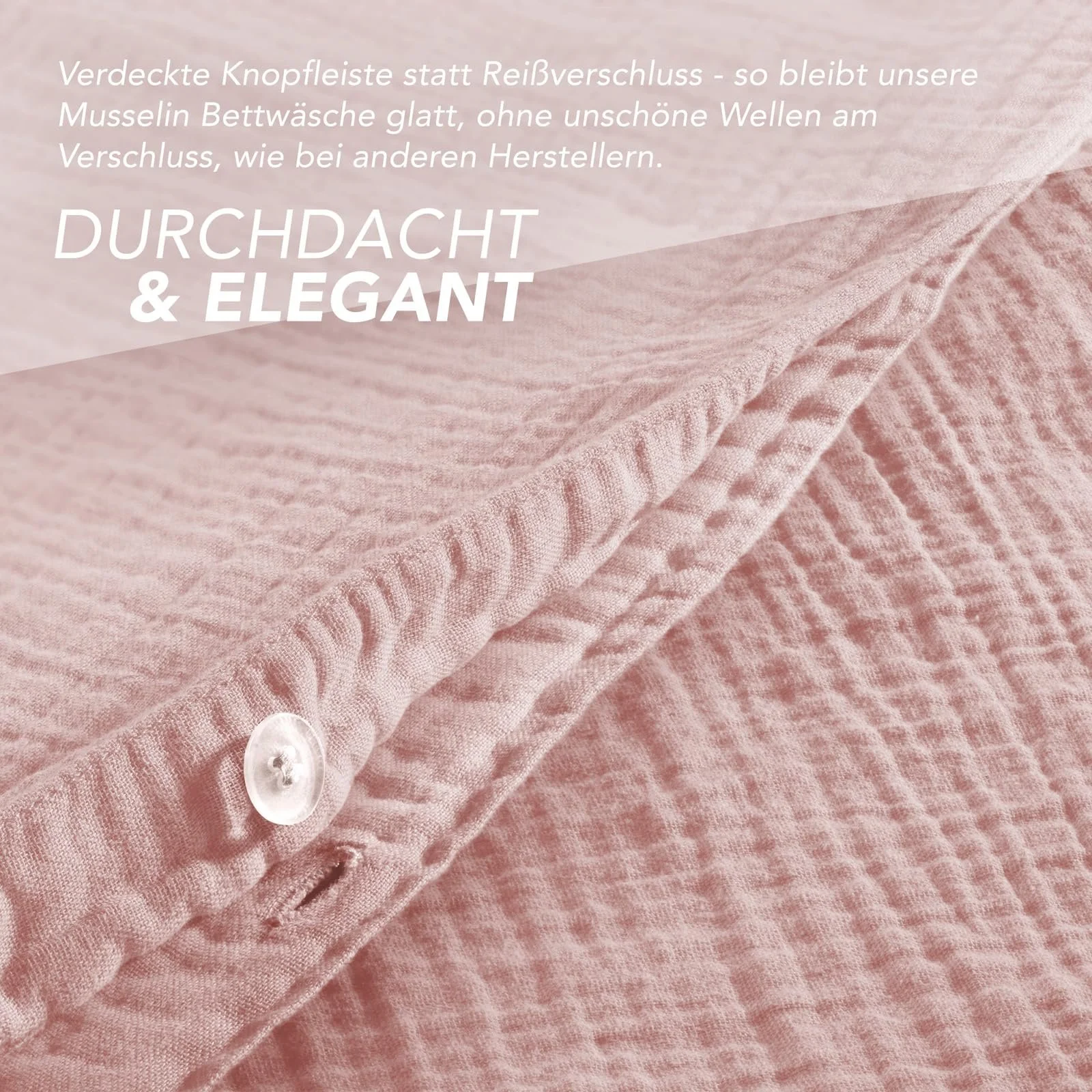 Постільна білизна Pure Label Muslin 135 x 200 см з наволочкою 80 x 80 см 100% бавовна Муслін Рожева, фото №4