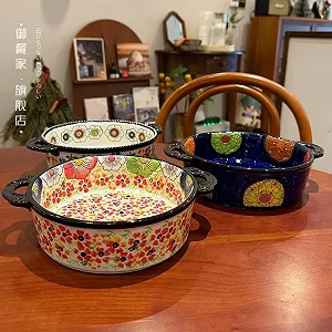 Форма для запекания Braten Vintage 880 ml круглая с двойными ручками керамическая - Фото 1