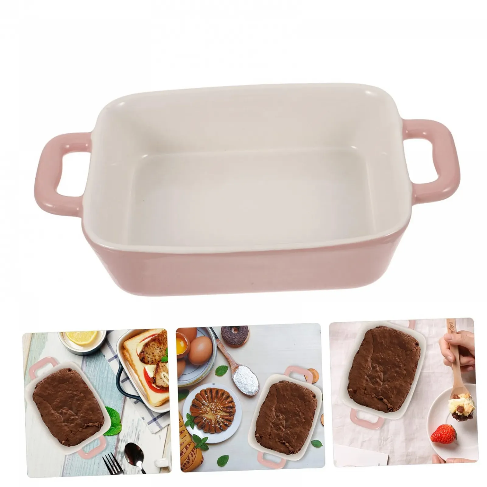 Форма для запекания IMIKEYA прямоугольная термостойкая розовая для микроволновой печи, фото №2