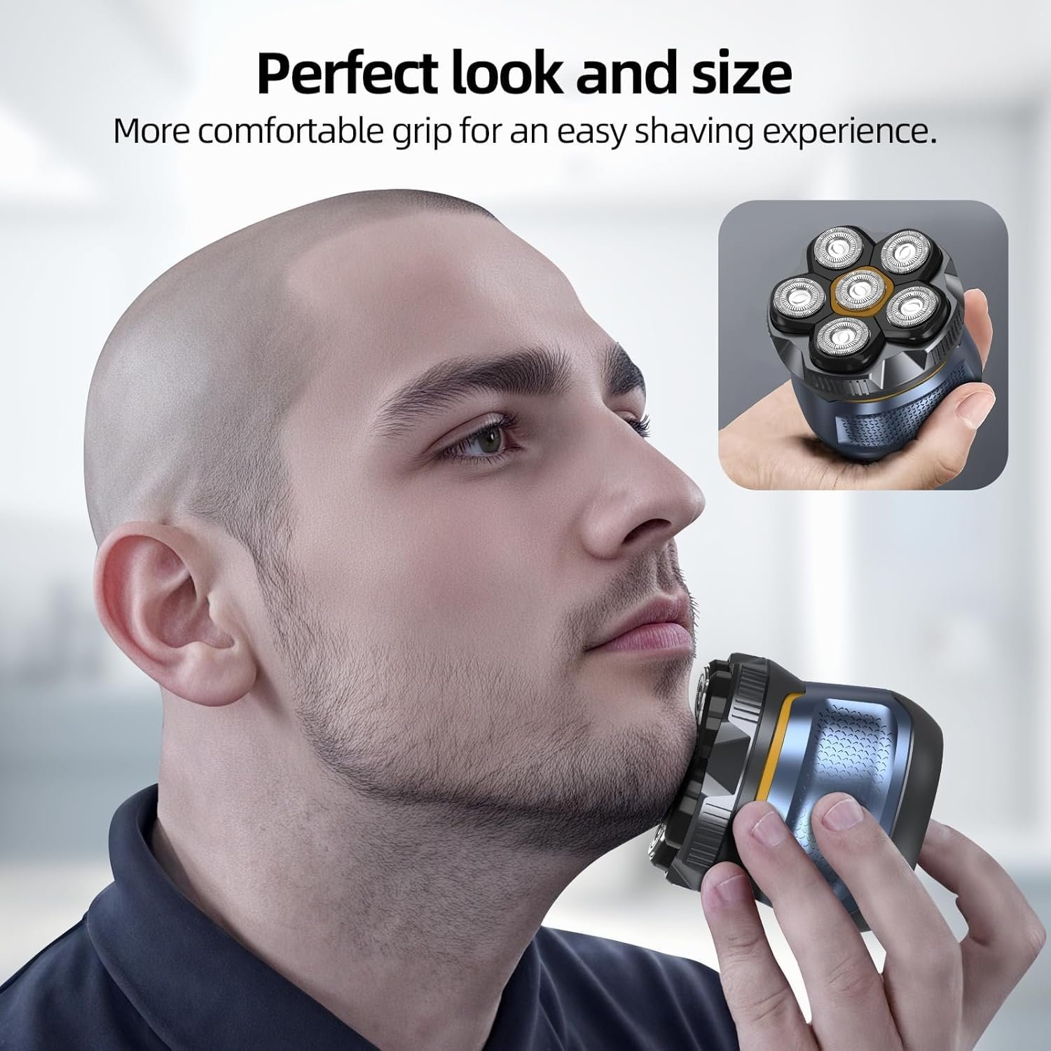 Электробритва Bald Razor 6D для бритья налысо магнитная головка 0.0 мм 2 режима IPX7 Type-C, фото №7