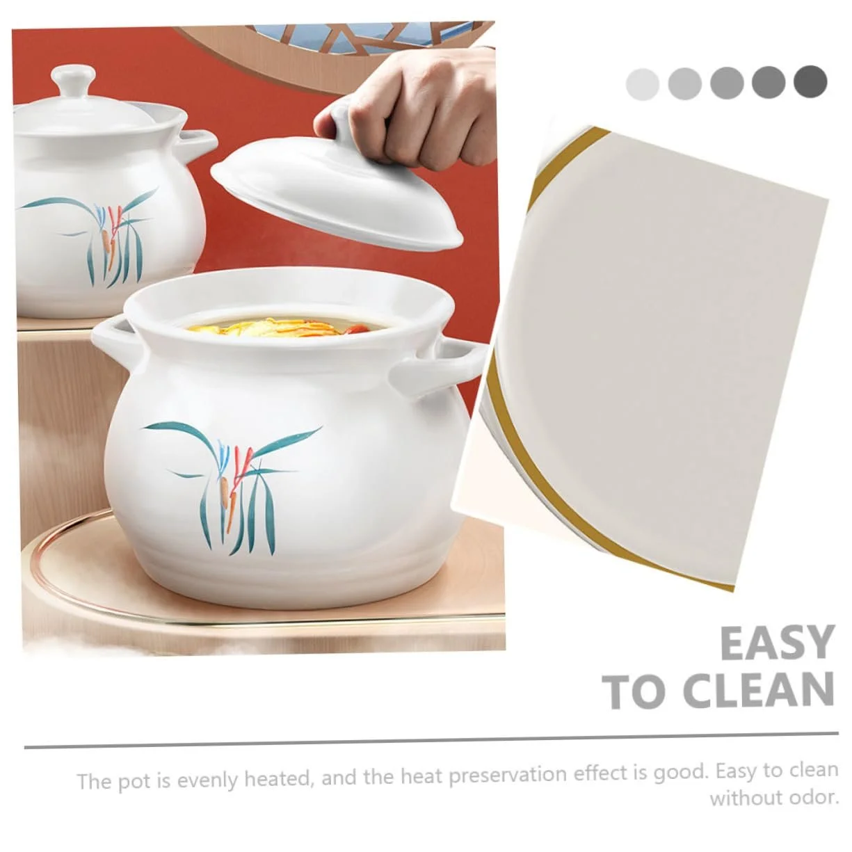 Керамічна каструля Sosoport багатофункціональна термостійка для тушкування та запіканок, фото №9