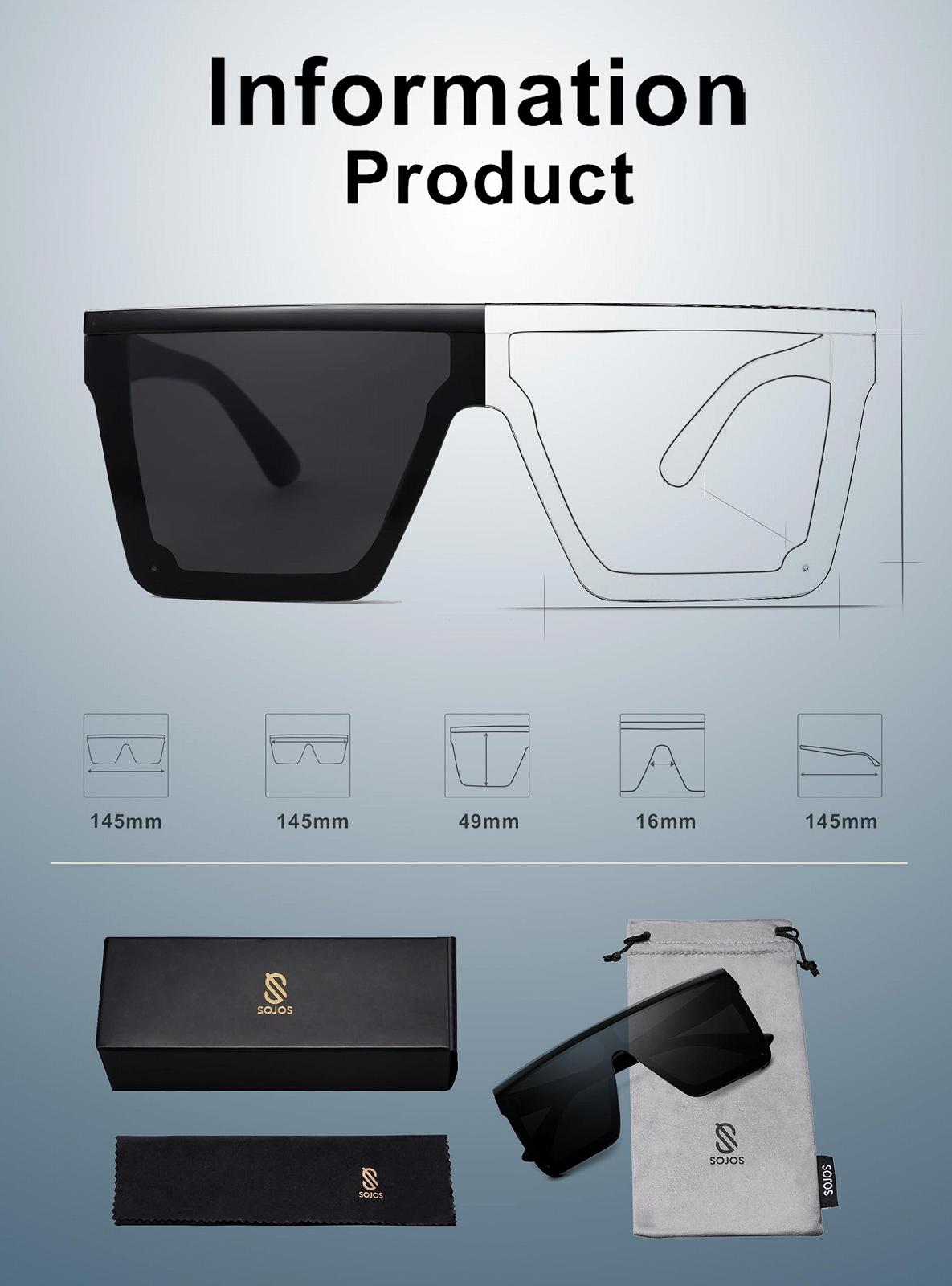 Сонцезахисні окуляри SOJOS SJ2117 Жіночі Дзеркальні Великі Прямокутні Товста Оправа, фото №5