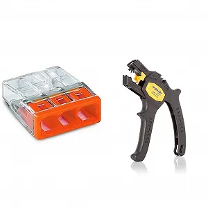 Клеммы для распределительных коробок WAGO 2273-203 (100 шт.) оранжевые и стриппер JOKARI 20050 Super 4 Plus (1 шт.) - Фото 1