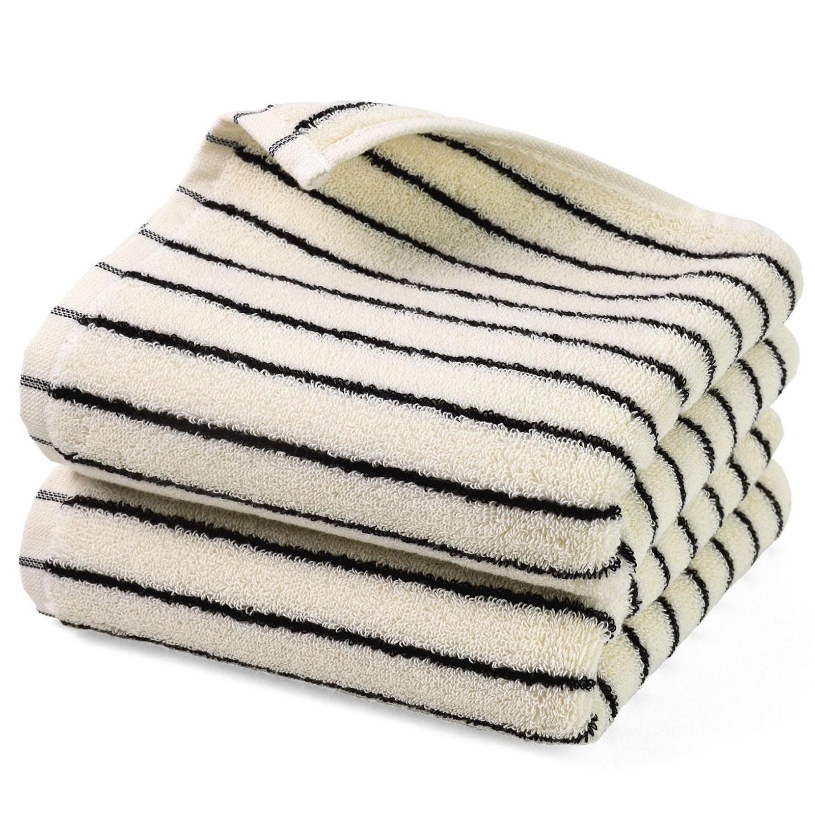 Полотенца Jacquotha Natural Cotton Полосатые 14 x 29 дюймов Черно-белый, фото №1