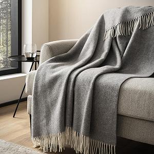 Одеяло bugatti Шерсть 150 x 200 см – Шерсть мериноса и кашемир, высокое качество и мягкость, Мериносовое одеяло Светло-серый однотонный synthetic.ua - Фото 1