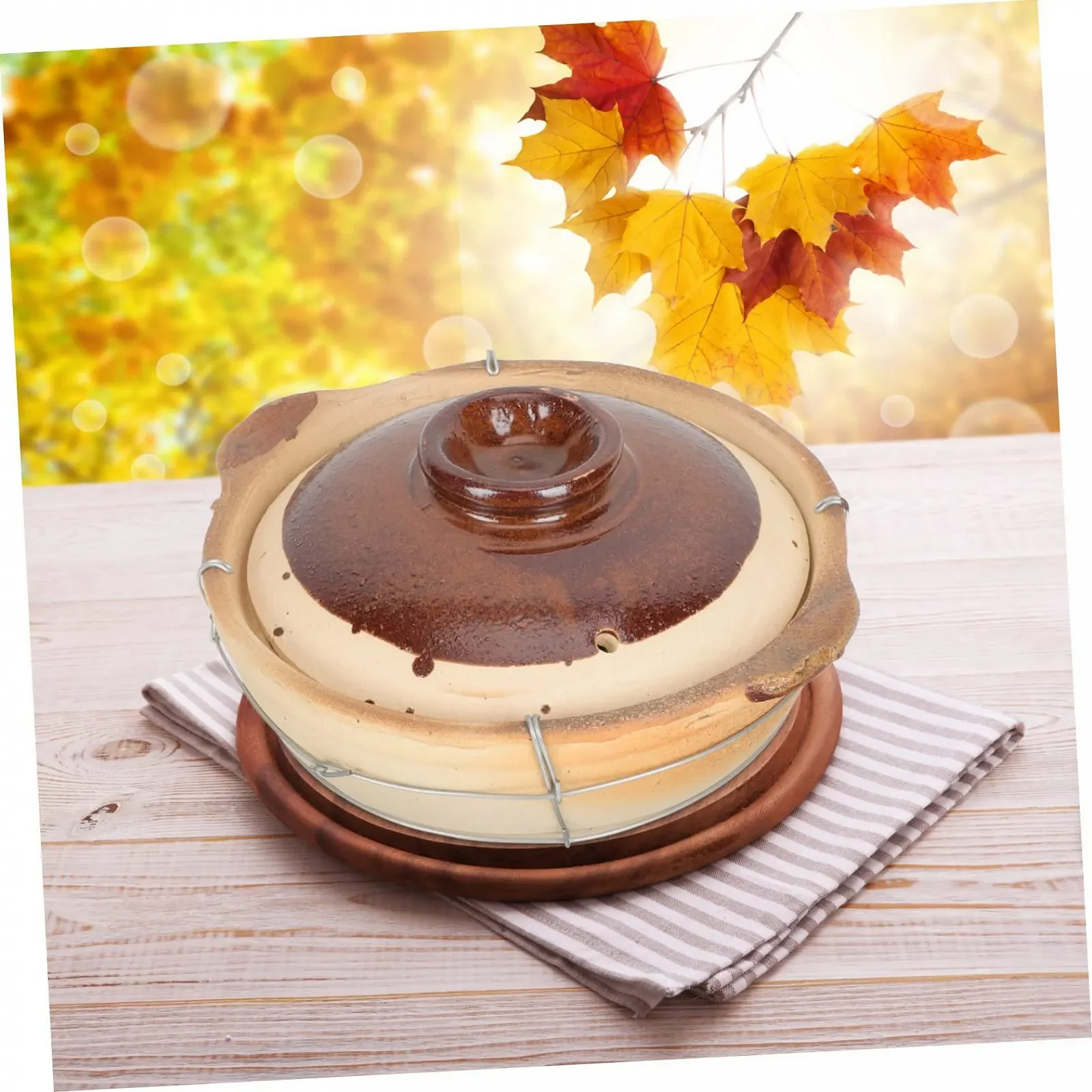 Каструля глиняна ABOOFAN з ручкою для тушкування, фото №3