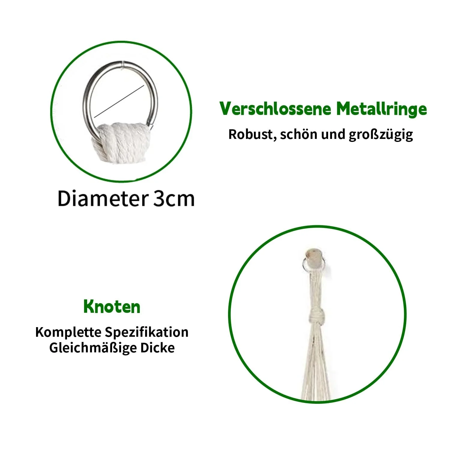 Подвесная корзина макраме 80/90/100 см 6 шт. Белый, фото №4