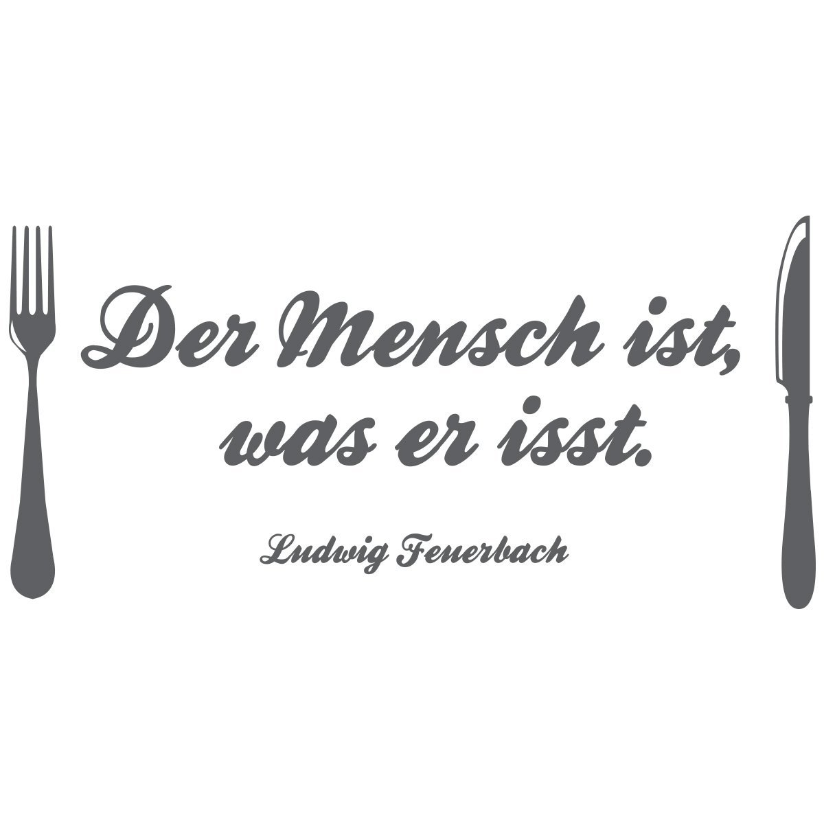 Настінна наклейка Wandkings 'Der Mensch ist was er isst' (Ludwig Feuerbach) 50 x 24 см Сірий, фото №3 Настінна наклейка Wandkings 'Der Mensch ist was er isst' (Ludwig Feuerbach) 50 x 24 см Сірий, фото №3