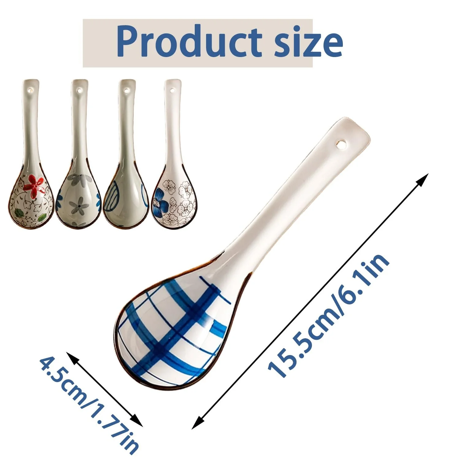 Ложка для китайського супу керамічна 5 шт. Ретро, фото №2