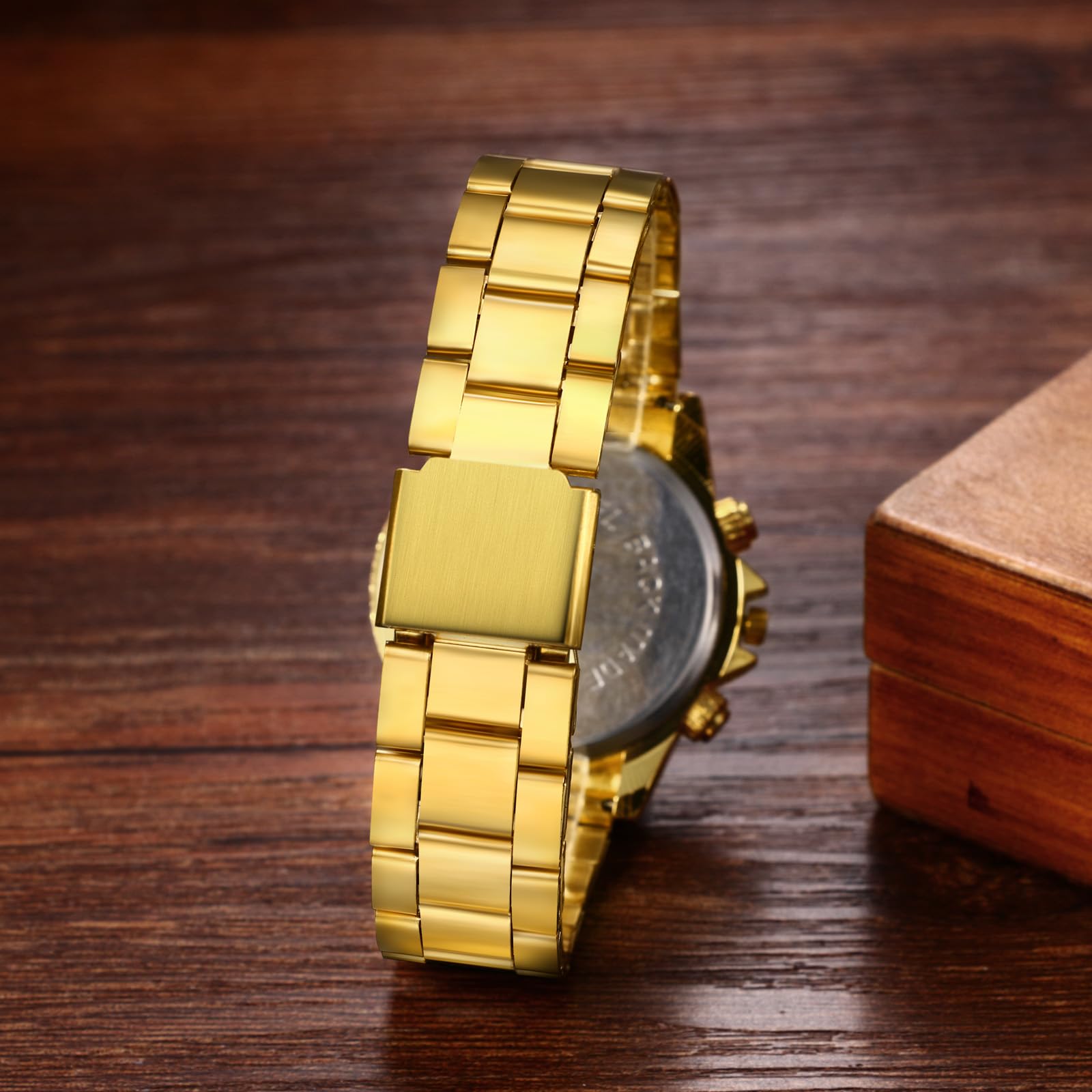 Часы Avaner Watches Couples Gold Женские часы с кристаллами Кварцевые аналоговые с арабскими цифрами Золотые, фото №3