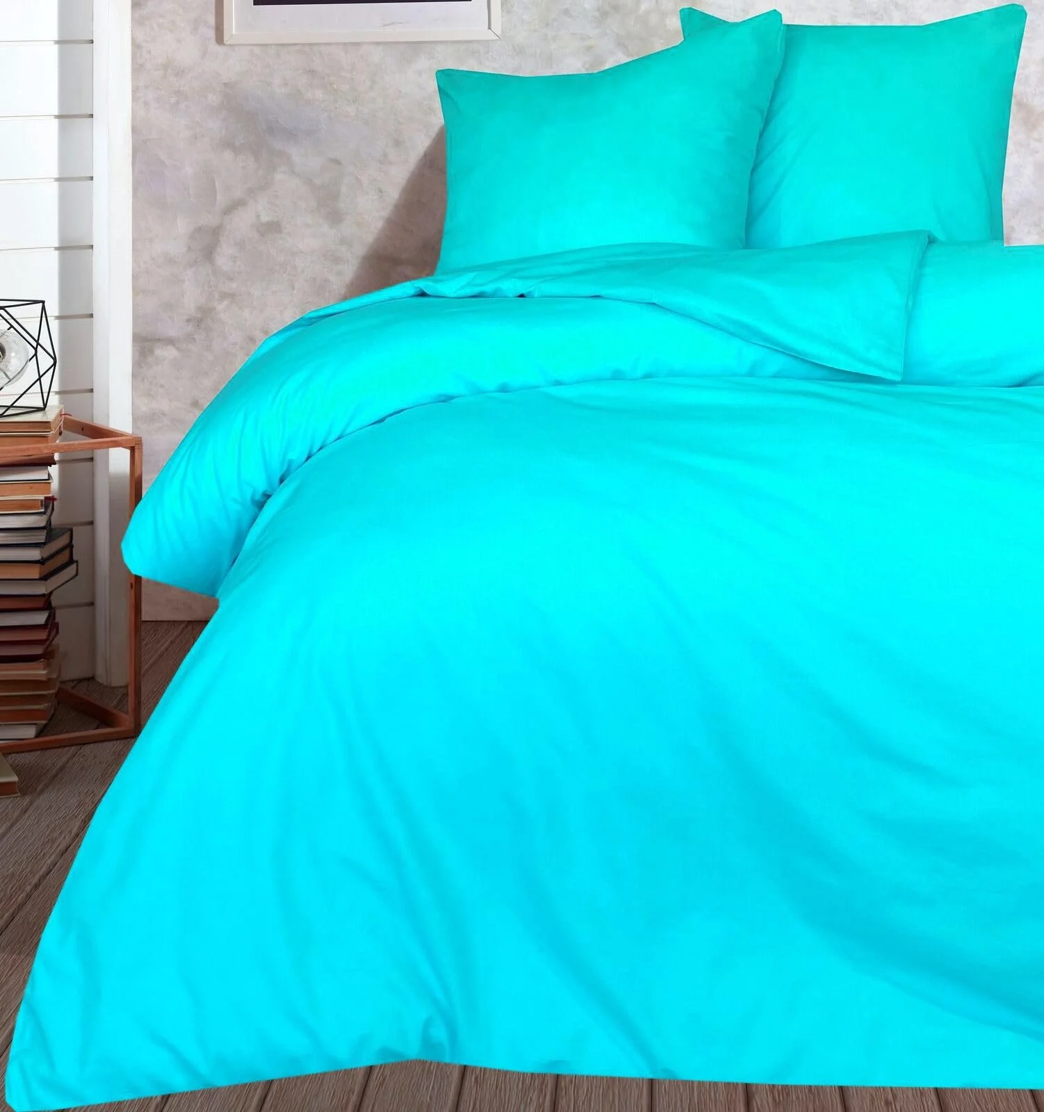 Комплект постільної білизни Visaggio 135 x 200 / 80 x 80 см 100% бавовна Бірюзовий, фото №3