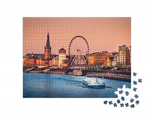Пазл puzzleYOU Puzzle Collection Düsseldorf Вечерний вид на Рейн и старый город Дюссельдорфа, Германия 1000 деталей synthetic.ua - Фото 1