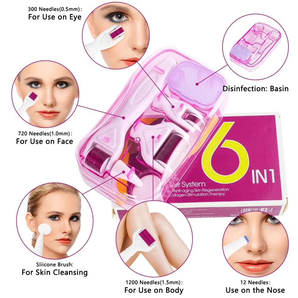 Ролер Derma LOPHE 6-в-1 Мікроголковий для тіла та обличчя для догляду за шкірою, фото №4