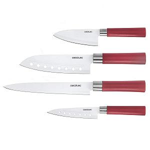 Набор Ножей Cecotec Santoku Керамическое Покрытие Красный - Фото 1