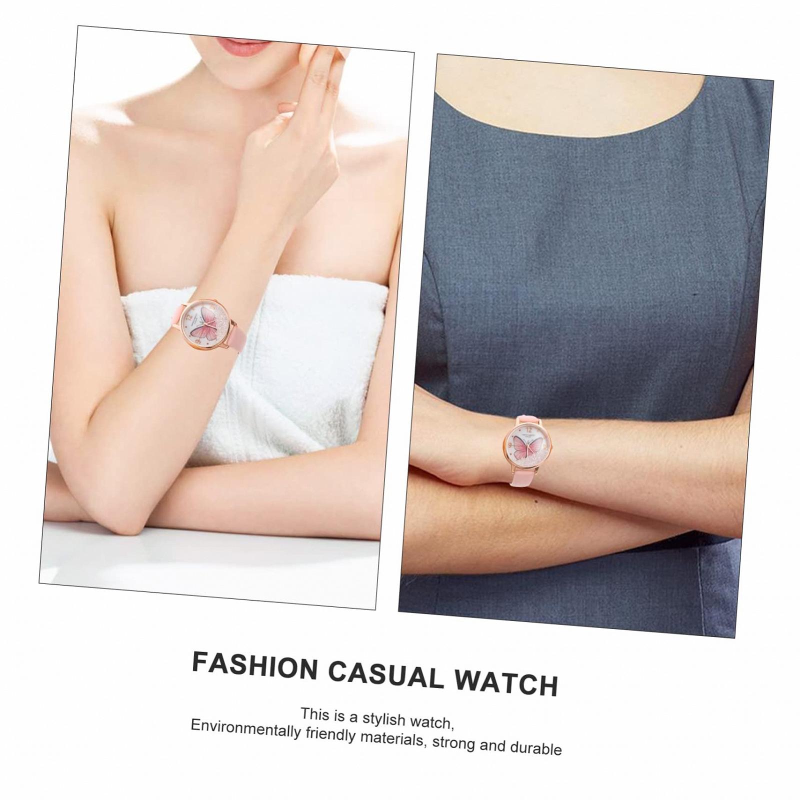 Часы LIFKOME Кварцевые С Кожаным Ремешком С Дизайном Бабочки Большие Цифры Устойчивые К Царапинам Удобные в Носке, фото №5