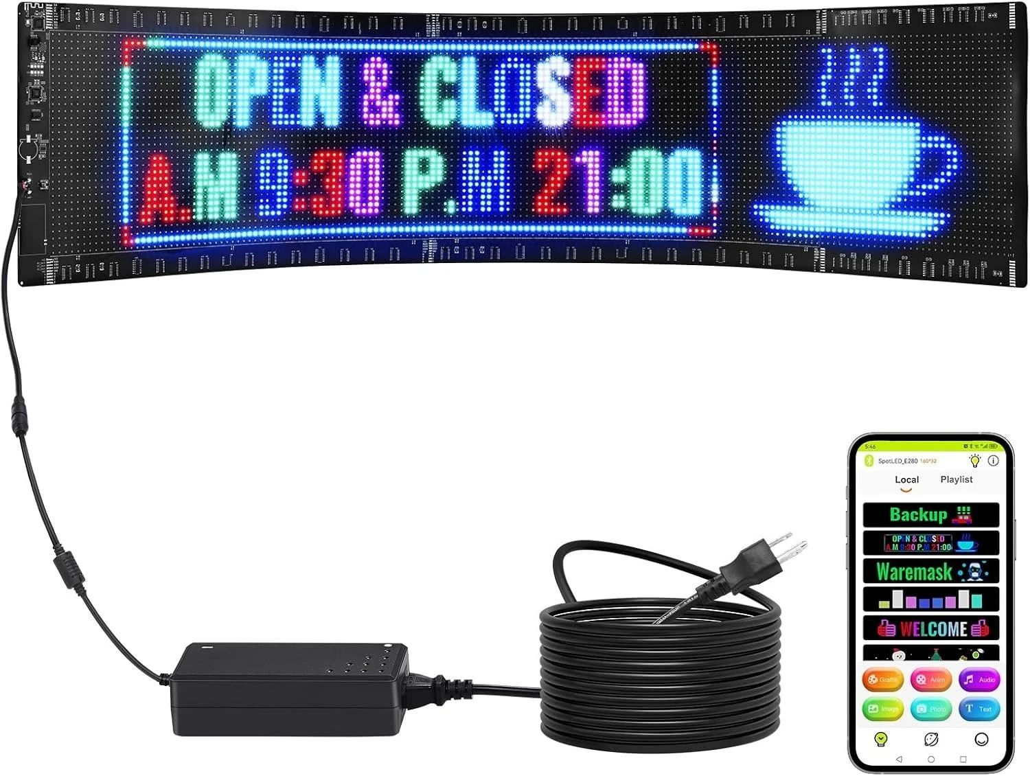 Программируемая LED-вывеска VEVOR Black, фото №1