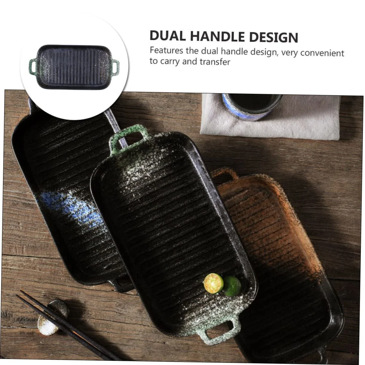 Форма для запекания керамическая круглая винтажная с двумя ручками зеленая, фото №3 Форма для запекания керамическая круглая винтажная с двумя ручками зеленая, фото №3