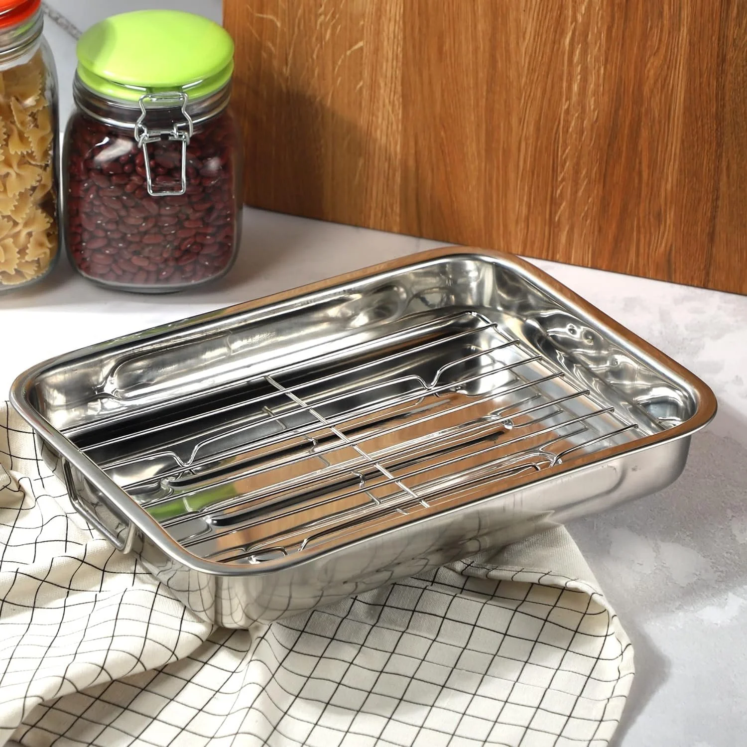 Форма для запікання MGE з решіткою з нержавіючої сталі велика для лазаньї, курки та овочів, фото №7