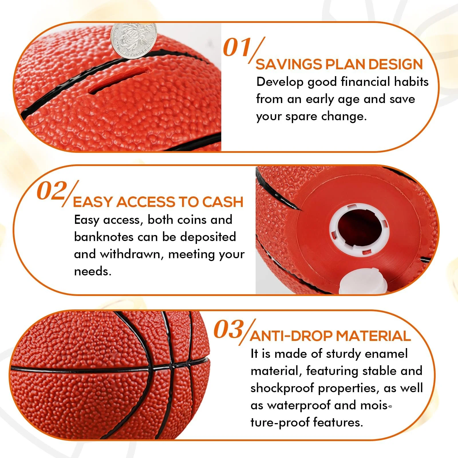 Скарбничка Basketball 19 см баскетбольний м'яч Creative Piggy Bank, фото №7