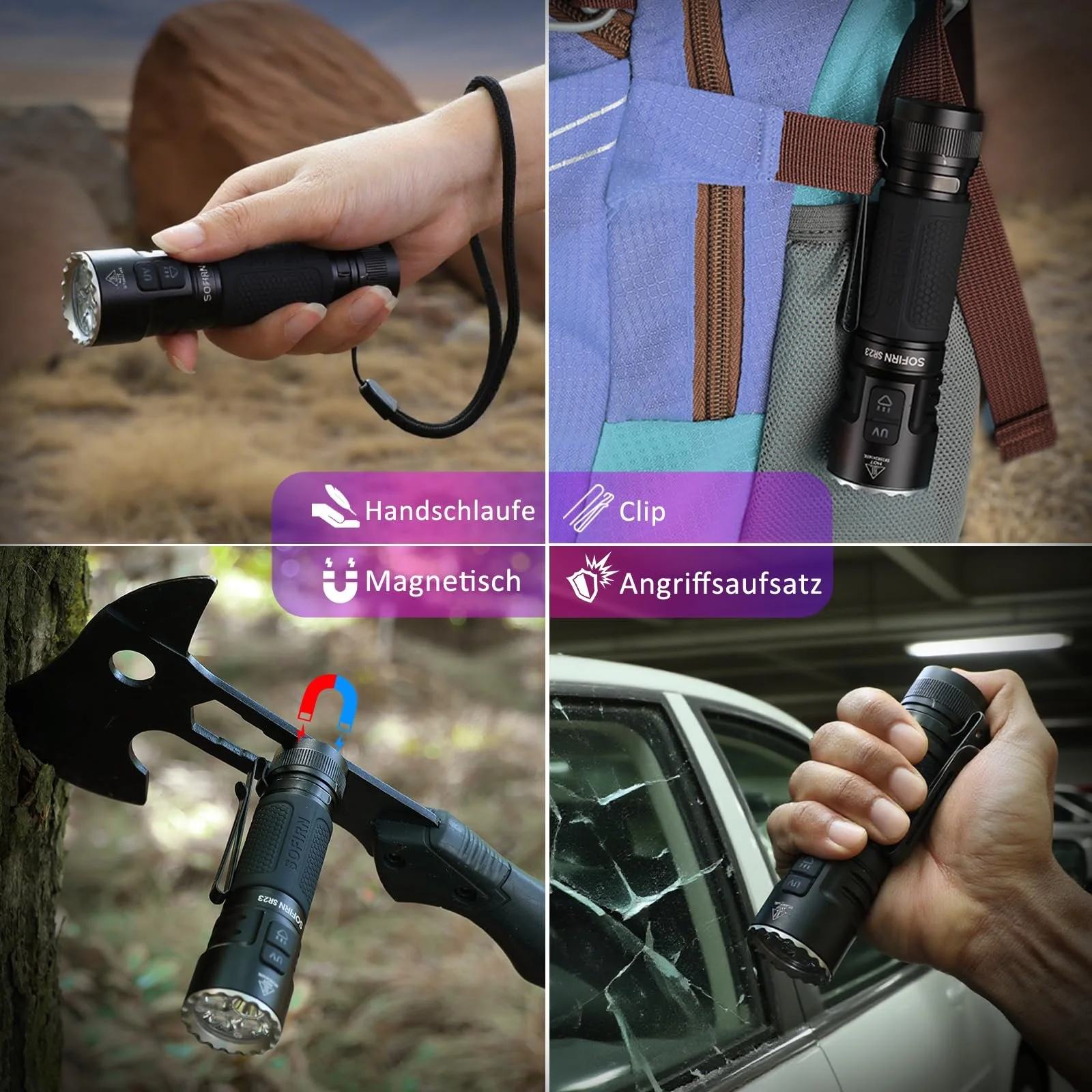 Фонарь SOFIRN SR23 с УФ лампой 3300 лм, 365 нм, черный, фото №7