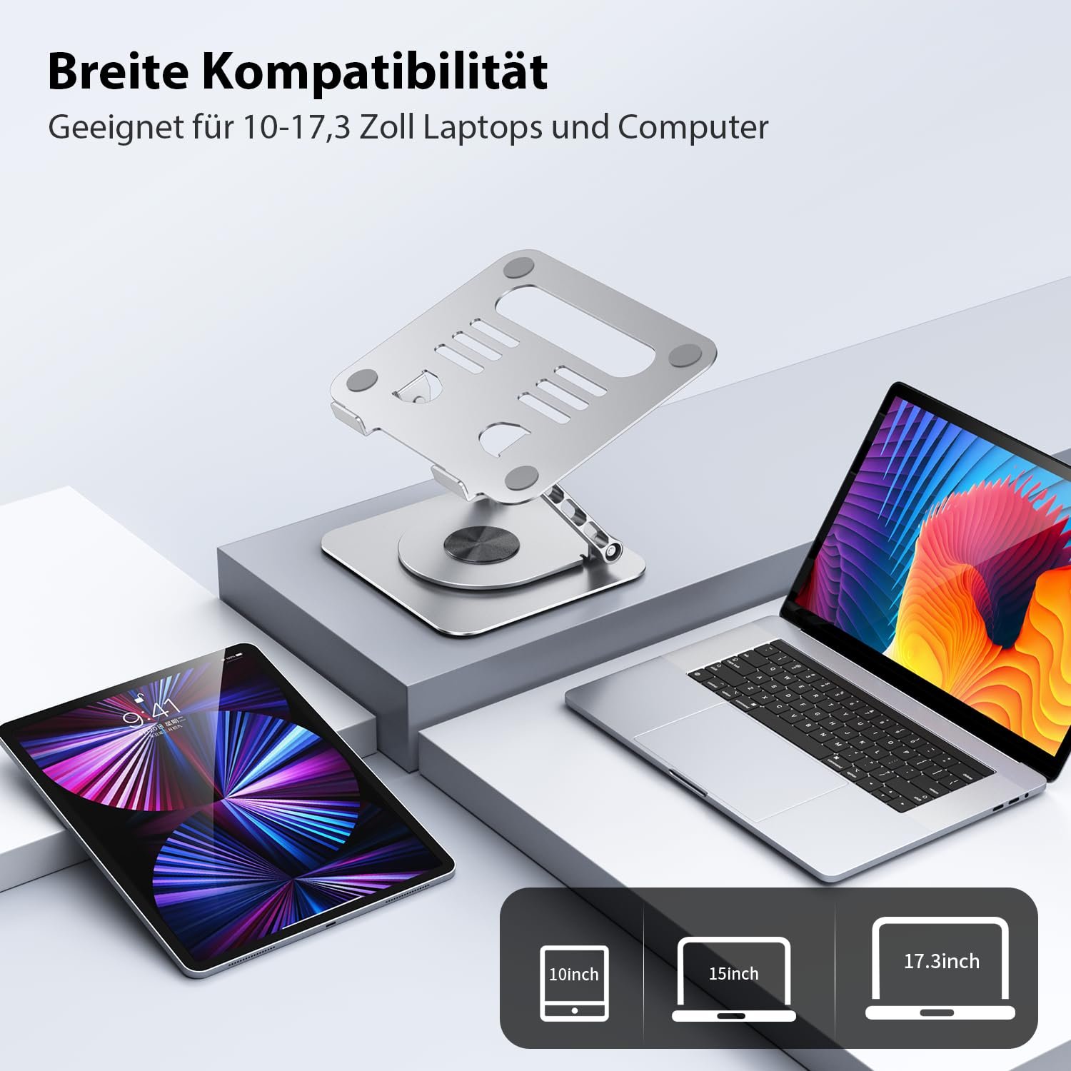 Підставка для ноутбука алюмінієва з обертовою основою на 360, фото №6 Підставка для ноутбука алюмінієва з обертовою основою на 360, фото №6