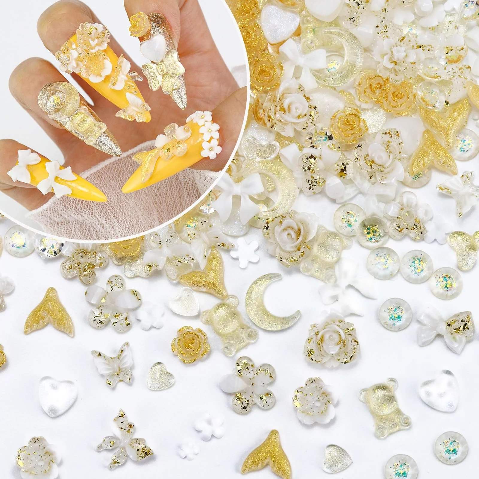 3D Подвески для ногтей Сердце Звезда Бант Цветок Медведь Характеристики Kawaii Y2K 320 шт, фото №1