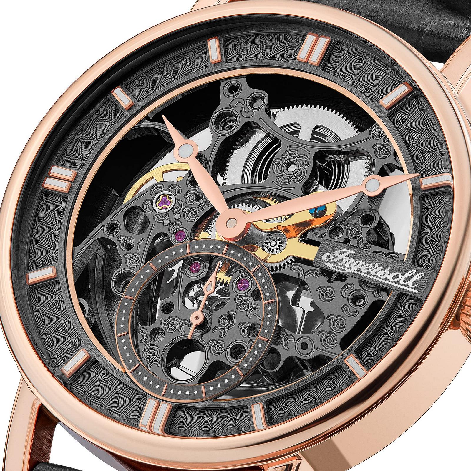 Годинник Ingersoll The Herald Чоловічий Автоматичний 40 мм Skeleton циферблат і Натуральний кожаный ремінь I00403B чорний, фото №2 Годинник Ingersoll The Herald Чоловічий Автоматичний 40 мм Skeleton циферблат і Натуральний кожаный ремінь I00403B чорний, фото №2