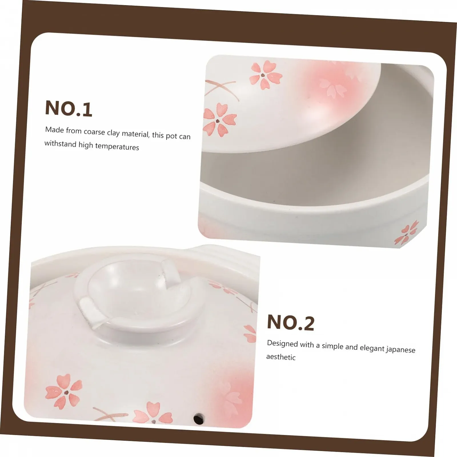 Кастрюля VALICLUD керамическая в японском стиле с крышкой термостойкая для медленного приготовления, фото №8