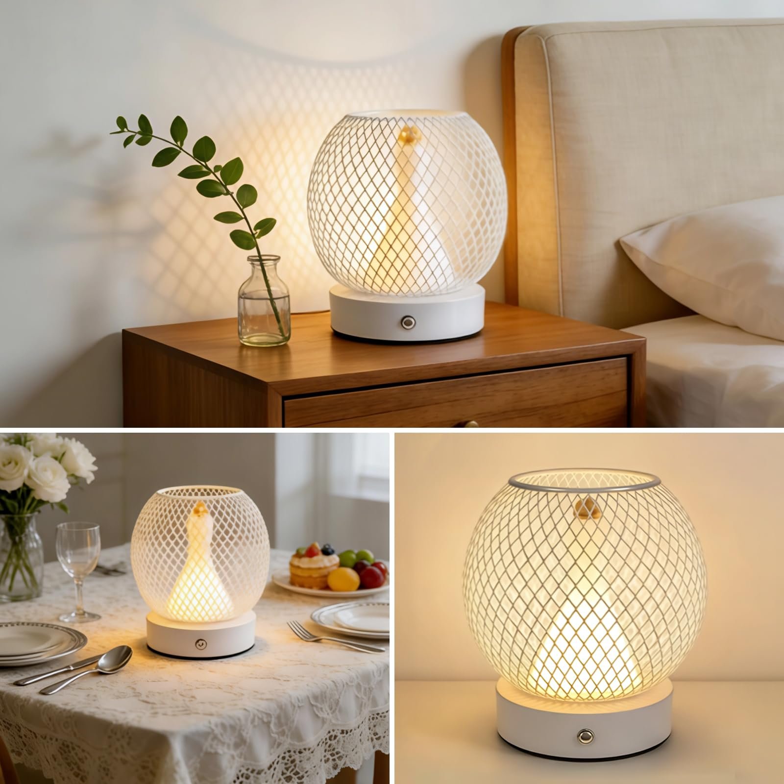 Настільна лампа Metal Cage LED сенсорна акумуляторна 3000K/4500K/6000K, фото №6