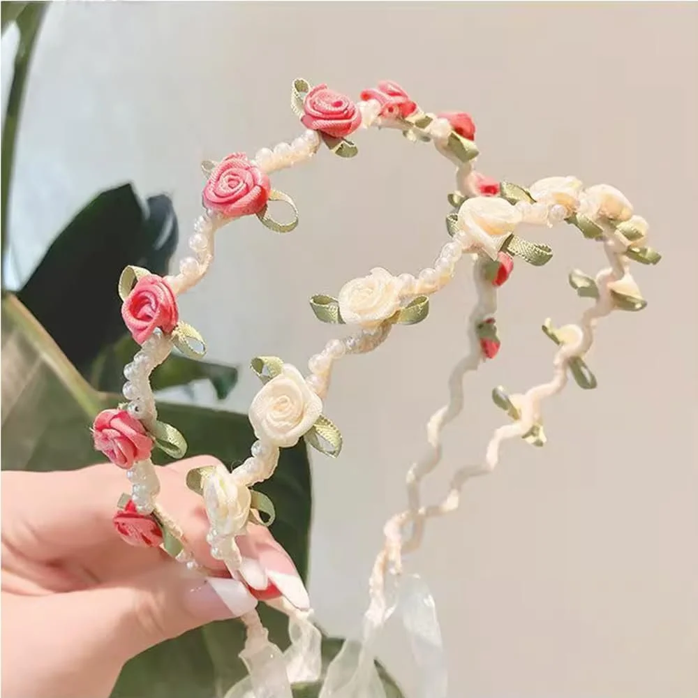 Обруч Цветочный С Жемчужинами Бежевый, фото №4 Обруч Цветочный С Жемчужинами Бежевый, фото №4