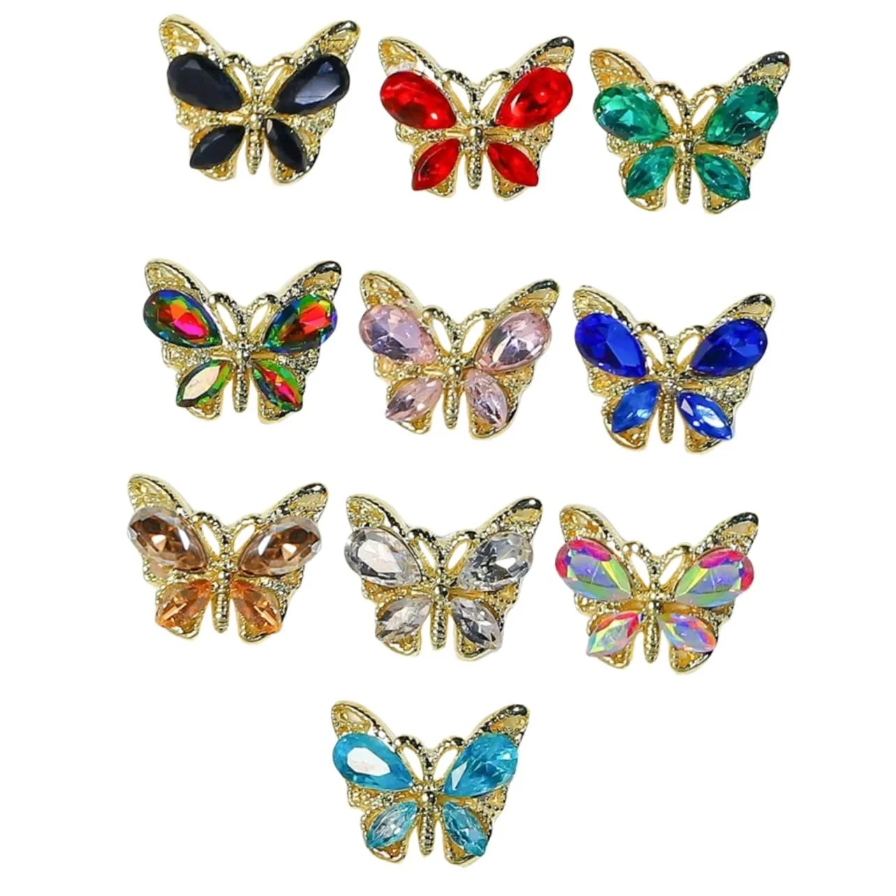 Украшения для ногтей Бабочка FRCOLOR 4 набора, 3D украшения для маникюра, 10 штук x 4, фото №9